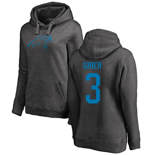 Carolina Panthers Ash Women Will Grier One Color NFL Football 3 Pullover Hoodie Sweatshirts